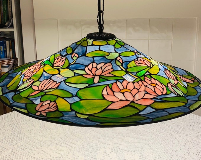 Water Lilly Tiffany's Shade 63 cm, Pendant Tiffany Lamp, Pendant Light Fixture, Custom Lampshades, Ceiling Lamp, Pendant Bespoke Light
