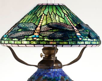 Dragonfly Lamp, Oil Lamp, Tiffany Lamp, Desk Lamp, Mosaic Lamps, Stained glass lamp, Standing Lamp, Vintage lamp, Art Nouveau lamp, Art Deco