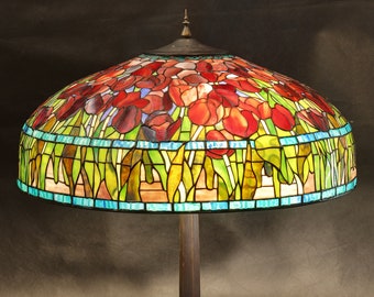 22" Tulip, Tiffany lamp, Stained Glass lamp, Desk Lamp, Art Nouveau Lamp, Art Deco lamp, Mid century lamp, Vintage lamp, Handmade lamp,