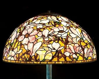 28" Magnolia Floor Tiffany Lamp, Lobby lamp, Entryway lamp, Tiffany lamp, Office lamp, Bespoke glass, Stained glass lamp, Design