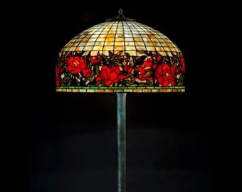 24" Border Peony, Tiffany lamp, Floor Lamp, Stained glass lamp, Tiffany Replica, Border Peony Lamp, Senior Lamp, Office Lamp, Home Design