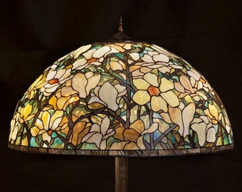 28" Magnolia Floor Tiffany Lamp, Tiffany Studios, Floor lamp, antique lamp, vintage lamp, standing lamp, stained glass lamp shade, art deco