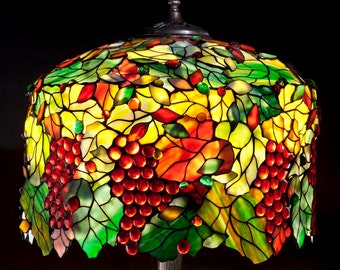 Grapevine Tree, Stained Glass Lamp, Tiffany Lamp, Stained Glass Light, Table Lamp, Bedside Lamp, Lamp Stand, Lamp Bases, Grapevine Balls