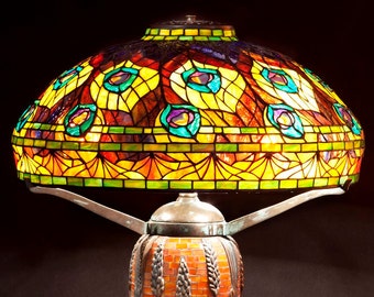 Mosaic Lamp, Stained Glass Lamp, Tiffany Lamp, Home Styling, Classic design Lamp, Bespoke Glass, Lamp, Table Lamp, Desk Lamp, Peacock lamp