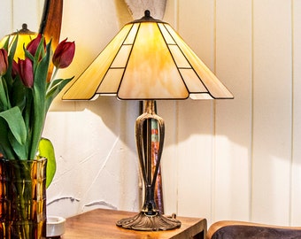 Cafe Lights, Cafe Decor, Restaurant Decor, Home Decor, Stained Glass, Art Deco Lamp, Vintage Lamp, Vintage Lamp Shade, Table Lamp