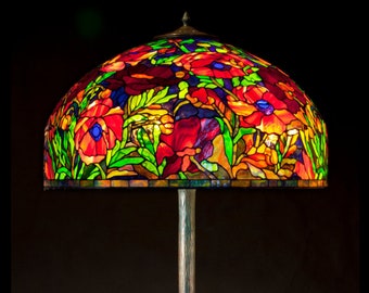 Tiffany Floor Lamp, Stained Glass Lamp, Bedroom Light, Tiffany Lamp, Oriental Poppy Lamp, Stained Glass, Designer Lamp, Tiffany Style Lamp