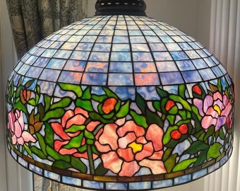 24" Border Peony, Tiffany lamp, Floor Lamp, Stained Glass Lamp, Tiffany Replica, Border Peony Lamp, Senior Lamp, Office Lamp, Home Design