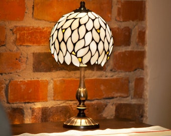 Small Lamp, Nightstand Lamp, Bedside Decor, Bedside Lamp, Amber Glass Lamp, Amber Lamp, Amber Decor, Stained Glass Lamp, Small Lamp Shade