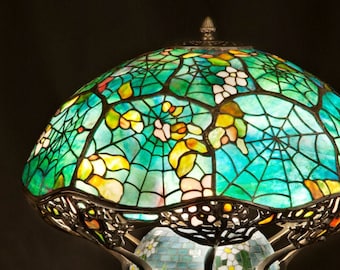 Cobweb, Tiffany lamp, Bedside lamp, Living Room Decor, Lamp, Desk lamp, Mosaic lamp base, Table lamp, Stained glass, Art Nouveau, lamp,