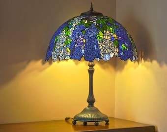 22 "Goldregen Tiffany-Lampe, Glasmalerei, Tiffany-Lampenschirm, Tischlampe, Glasmalerei, Nachttischlampe, Glasmalereischirm, Goldregenlampe