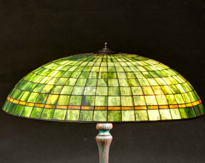 Green Lamp Shade, Stained Glass Lamp, Office Decor, Home Decor, Library Decor, Reading Lamp, Library Lights, Entryway Decor, Reading Light