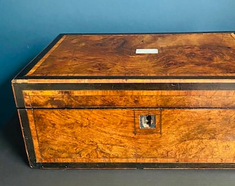 Antique Victorian Mahogany Writing Box: Secret Drawers, Boho Decor