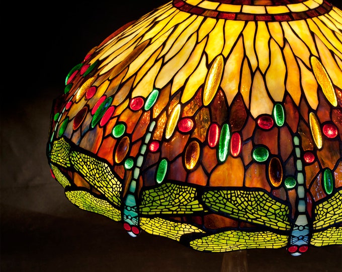 22" Dragonfly, Tiffany lamp, Stained Glass lamp, Desk lamp, Tiffany Lamp, Table Lamp, Art Deco lamp, Lamp shade, Antique lighting, Tiffany