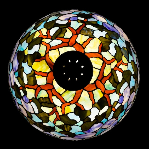 STAINED GLASS LANTERN SHADE 風花 Stained Glass Lamp, Hydrangea Centerpiece, Snowball, Hydrangea