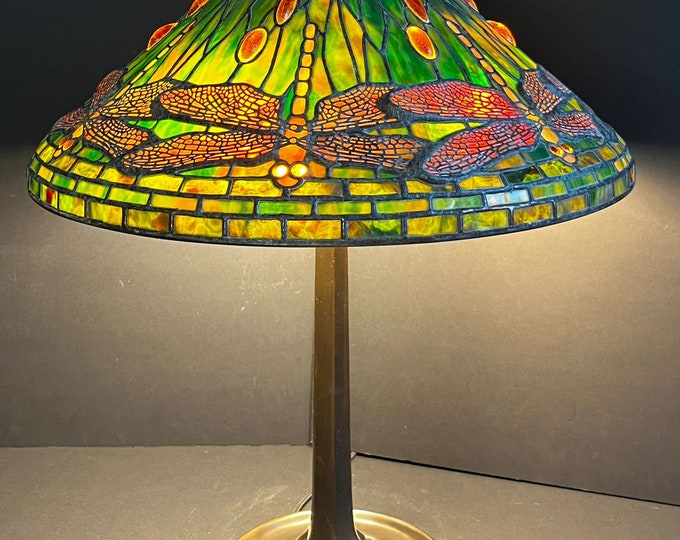 20" Dragonfly Tiffany lamp, Stained Glass lamp, Desk lamp, Tiffany Lamps, Table Lamp, Tiffany Lampshade, Antique lighting, Tiffany studios