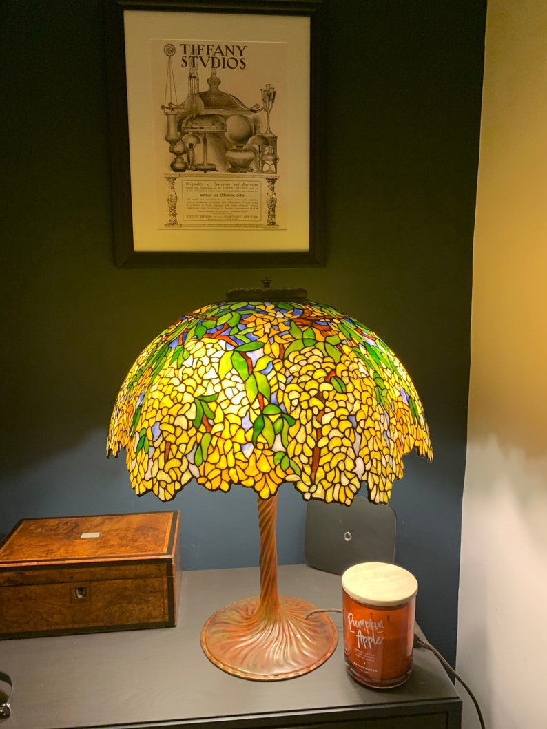 Stained Glass Table Lamp Laburnum Tiffany Stained Glass Etsy