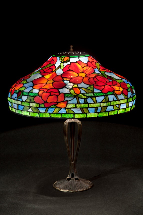 Stained Glass Lamp Table Lamp Home Decor Peony Art Tiffany