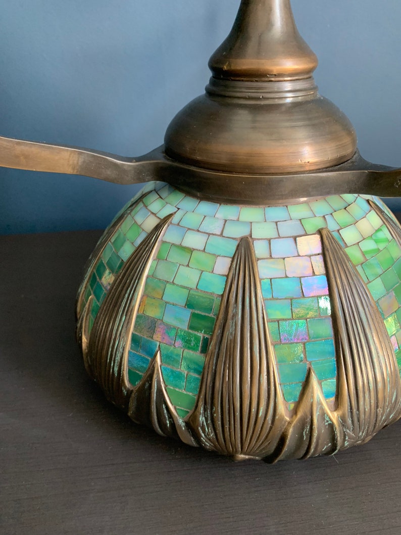 Handmade Mosaic Lamp Base: Arrowroot Urn, Bronze Finish (16") image 7