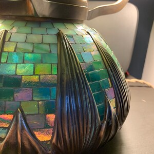Handmade Mosaic Lamp Base: Arrowroot Urn, Bronze Finish (16") image 4