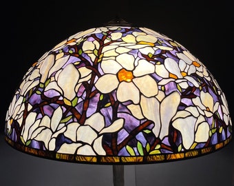 28" Magnolia Floor Tiffany Lamp, Lobby lamp, Floor lamp, Standing lamp, Entryway lamp, Tiffany replica, Office lamp, Stained glass lamp