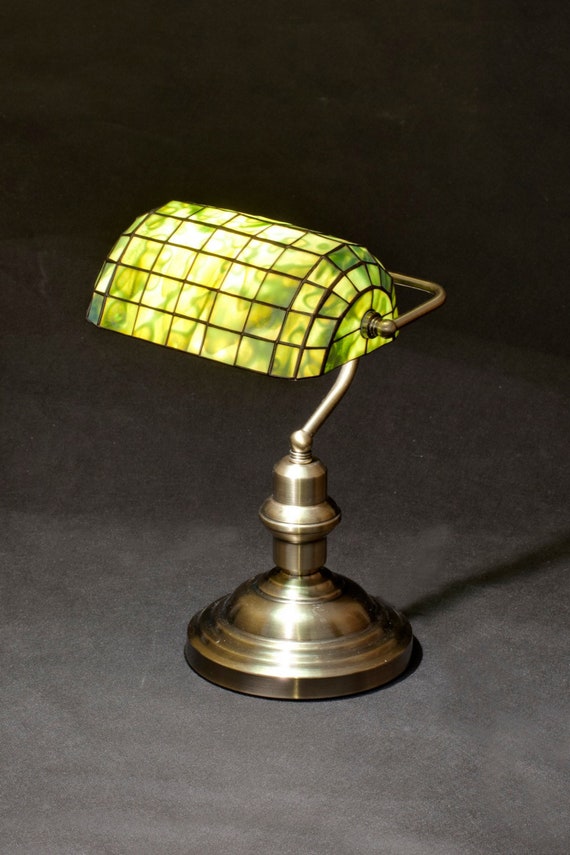 Bankers Lamp, Library Lamp, Tiffany Lamp, Stained Glass Lamp, Table Lamp,  Office Decor, Table Decor, Desk Lamp, Art Deco Lamp, Tiffany 