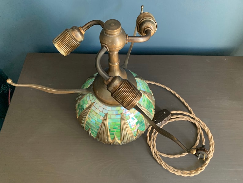 Handmade Mosaic Lamp Base: Arrowroot Urn, Bronze Finish (16") image 2