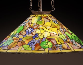 28" Grape Cone, Tiffany Lamp, Pendant Lamp, Chandelier, Hanging Lamp, Stained Glass Lampshade, Ceiling Lamp, Pendant Lighting, Art Nouveau
