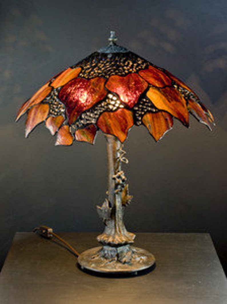 Maple Leaf Stained Glass Lamp Tiffany Lamp Table Lamp Desk ...