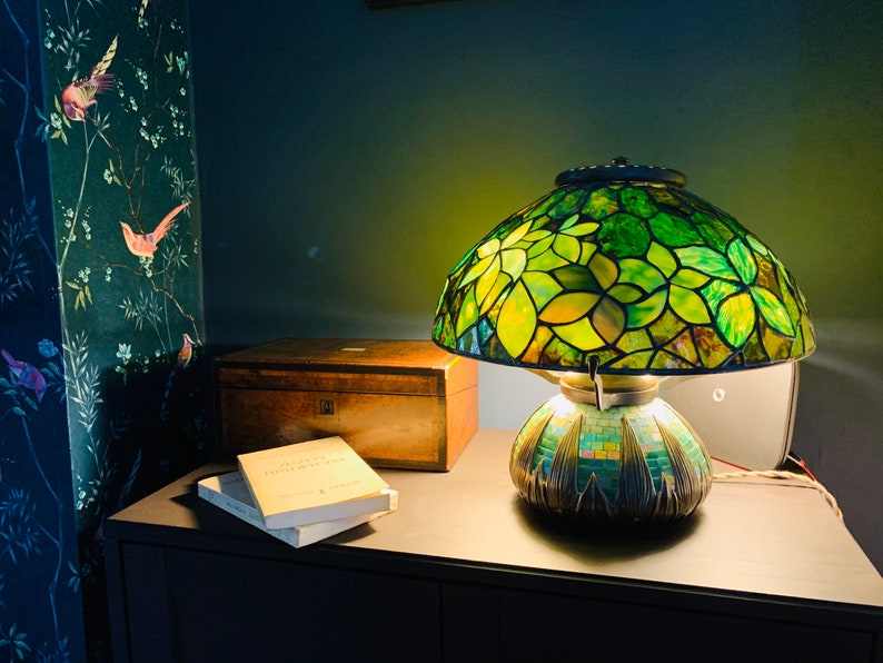 Handmade Mosaic Lamp Base: Arrowroot Urn, Bronze Finish (16") image 5