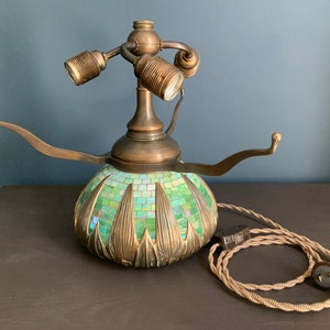 Handmade Mosaic Lamp Base: Arrowroot Urn, Bronze Finish (16") image 6