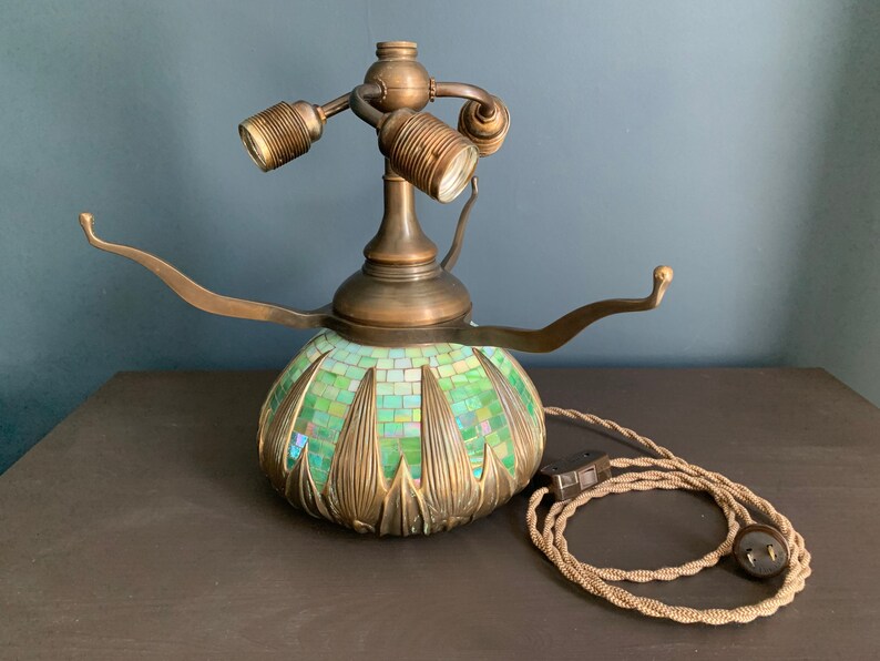 Handmade Mosaic Lamp Base: Arrowroot Urn, Bronze Finish (16") image 6