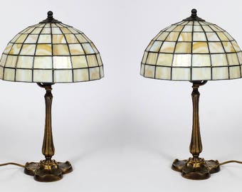 Modern Bedside Lamp Pair, Lamp Pair, Bedside Lamp Pair, Lamp Set, Stained Glass Lamp Pair, Bedside Lamps, Vintage Bedside Lamps