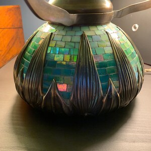Handmade Mosaic Lamp Base: Arrowroot Urn, Bronze Finish (16") image 3