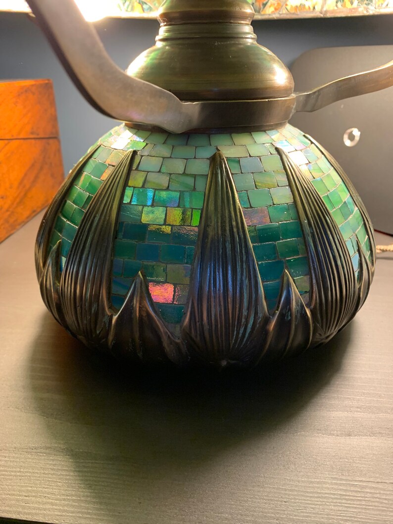Handmade Mosaic Lamp Base: Arrowroot Urn, Bronze Finish (16") image 3