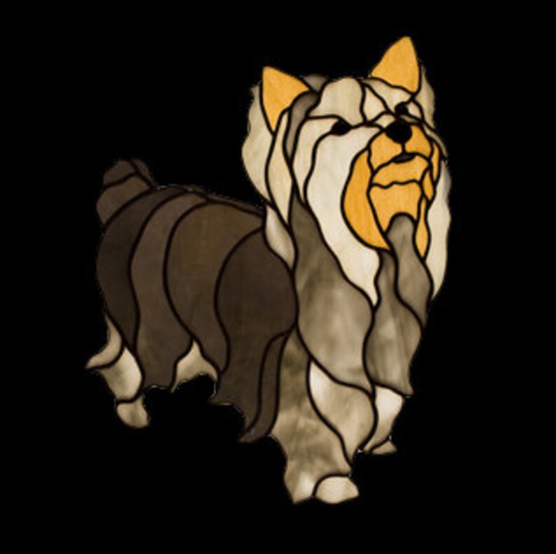 Stained Glass Dogs Yorkshire Terrier Yorkshire Yorkie Etsy