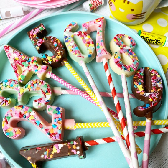 Sprinkle Number Lollies / Cake Topper Etsy