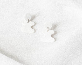 Ep. 9 –  Hoax | White Polymer Clay Earring | Super Lightweight Small Versatile OOAK Modern Bespoke Statement Dangle Earrings