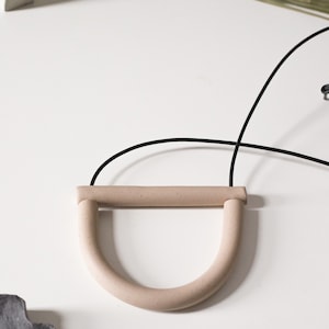 Study No. 9:  Brick in Latte – unique color block modern long monotone polymer clay minimal large tube statement necklace