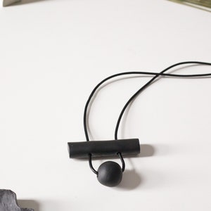 Study No. 7:  Morse Code in Black – unique color block modern long monotone polymer clay minimal large chunky geometric statement necklace