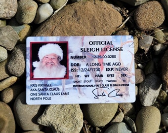 Lost Santa Sleigh License, Smiling Santa ID Card
