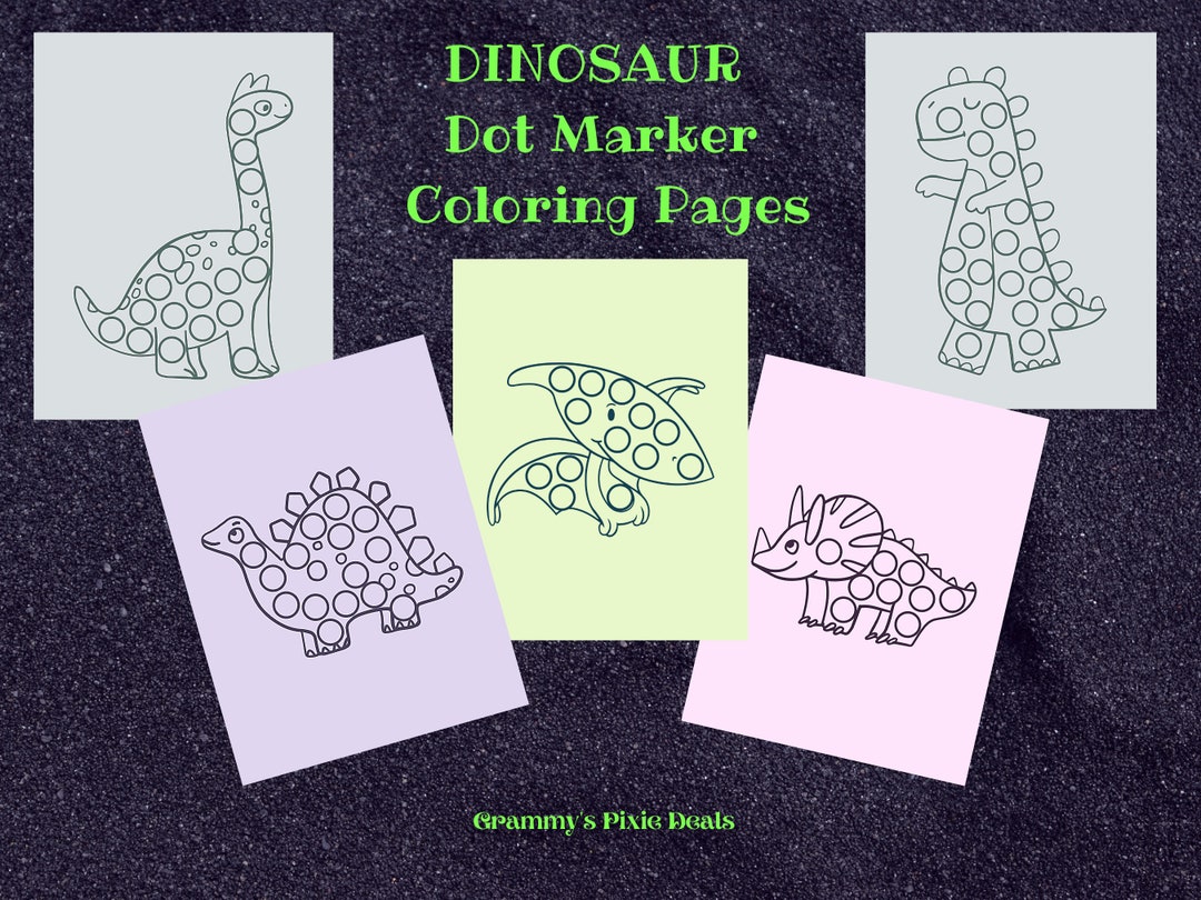 Dot Marker Coloring Pages Dinosaur - 20 Printable Designs (digital ...