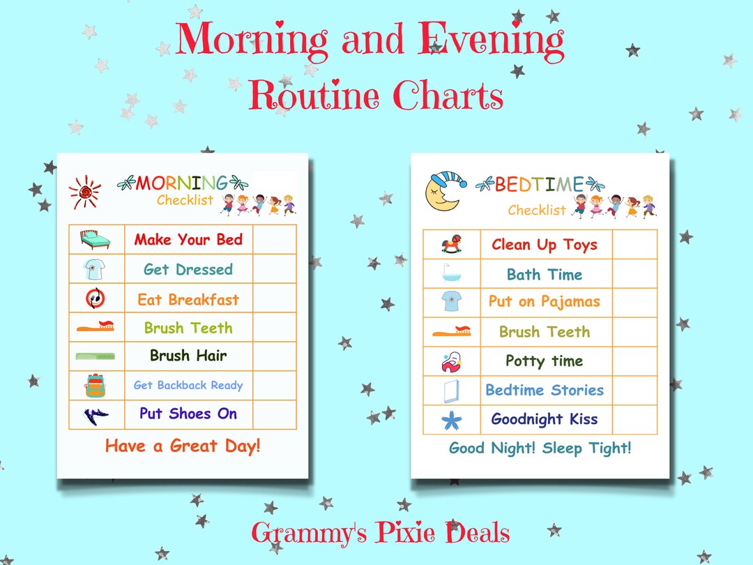 Morning and Evening Routine Charts for the Kiddos-120 Printable Full ...