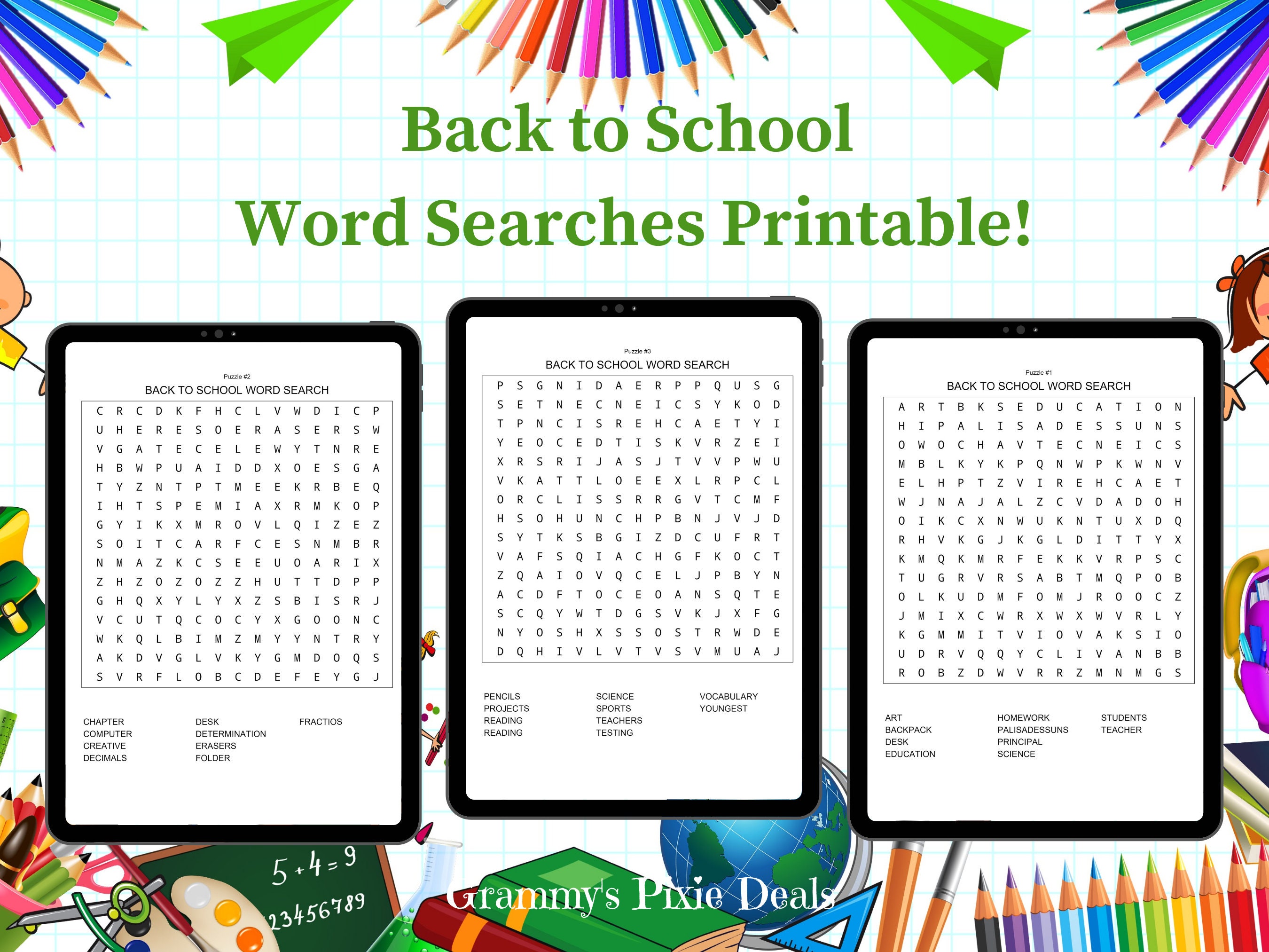 back to school word searches 28 printable puzzles plus etsy