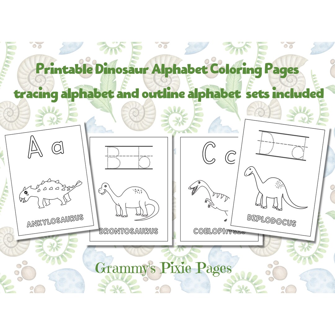 Alphabet Coloring Pages Dinosaur ABC Printable digital Download Etsy Alphabet Coloring Pages Dinosaur ABC Printable digital Download Etsy