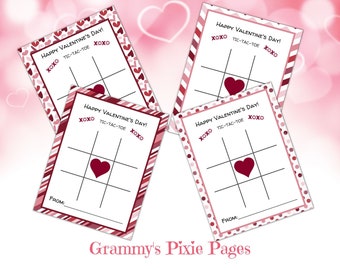 Tic-Tac-Toe Valentine's Day Cards, Printable Valentine's, Printable Valentine Cards, Classroom Valentine, Printable Valentines For Kids
