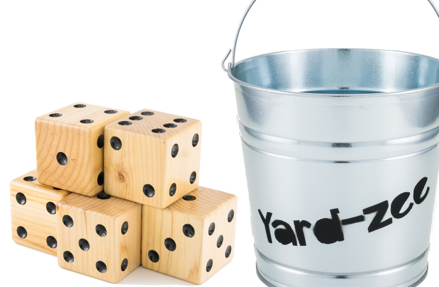 Yard Dice Set of 5 with Yardzee Bucket Natural Etsy