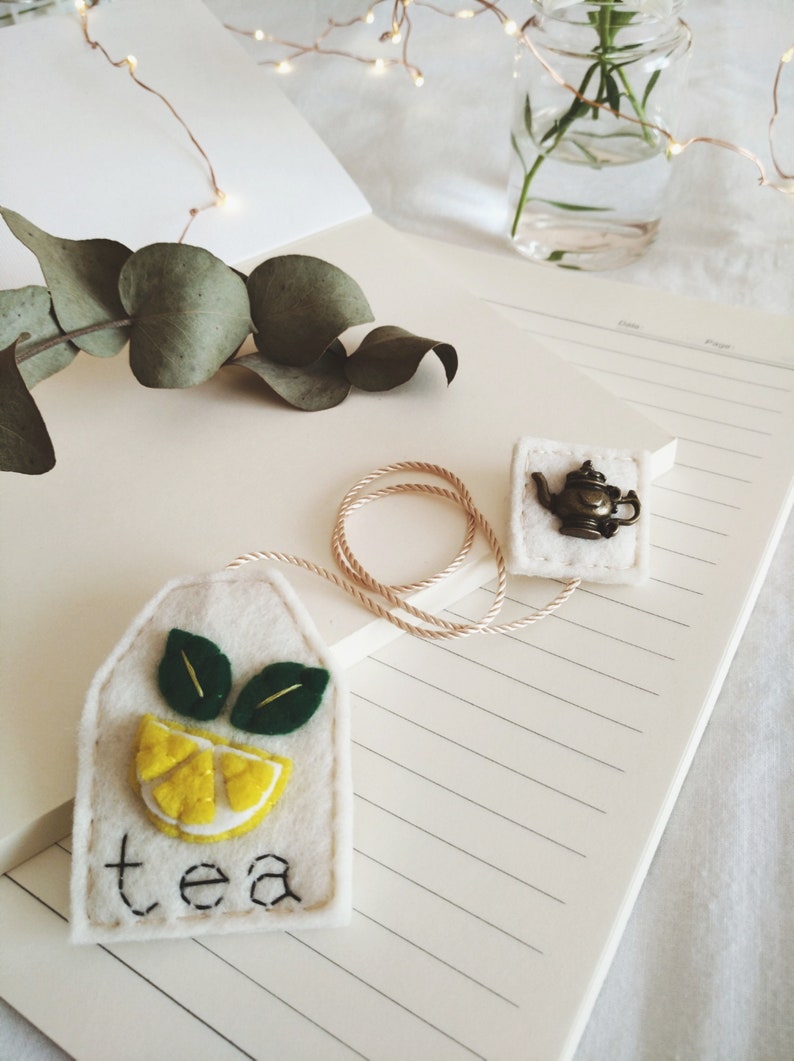 Lemon Tea Bag Bookmark Gift for readers Handmade, Tea lover, Mother's day gift idea, Stocking Stuffers. image 4