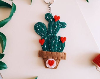 Keychain with Cactus, made in Italy, Handmade, Gift Idea, Accessories.