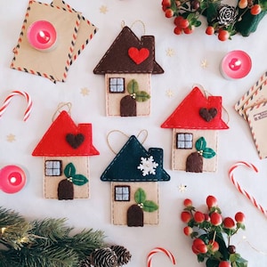 Felt Christmas ornament - Felt Ornament for Christmas tree - Felt House -  Handmade ornaments -