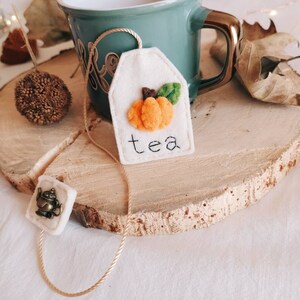 Felt Tea bag bookmark with Pumpkin Autumnal bookmark Halloween gift image 5